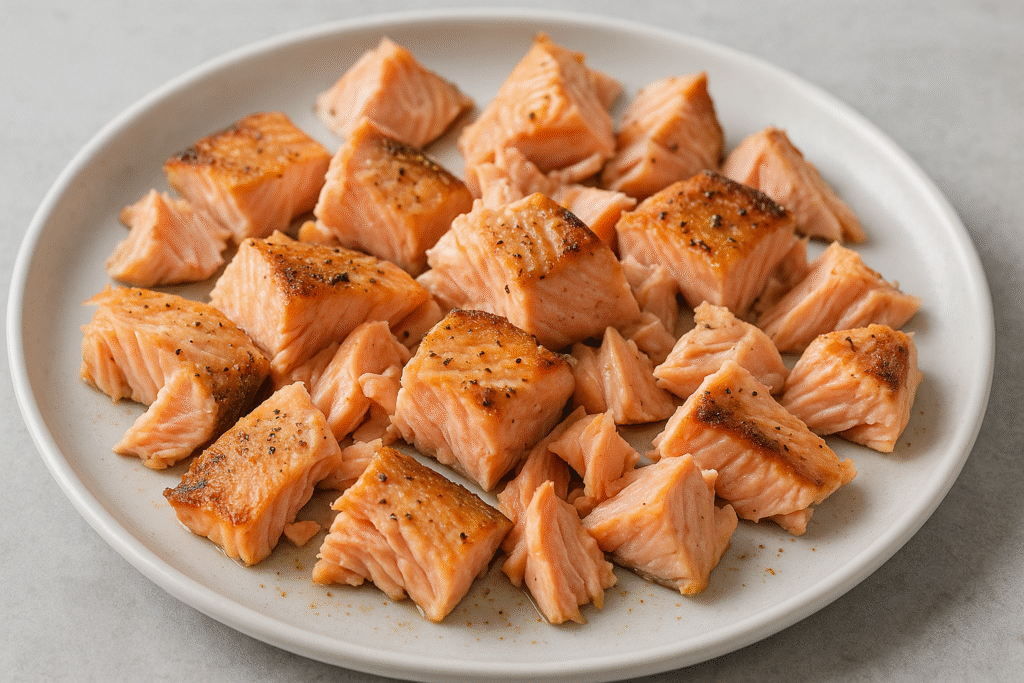 Cook the salmon. Gut friendly salmon lettuce wraps