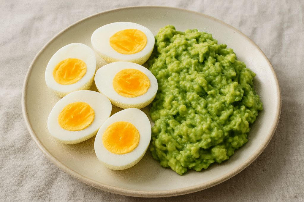 Boiled Eggs + Avocado Mash, gut healing snacks
