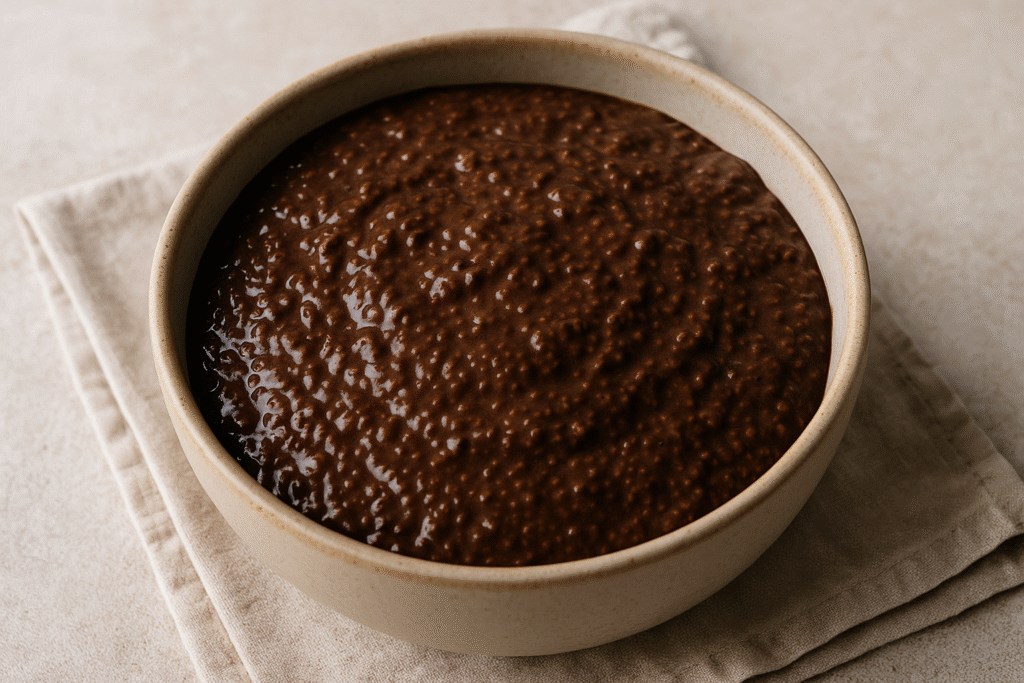 Gut healing snacks. Dark Chocolate Chia Pudding
