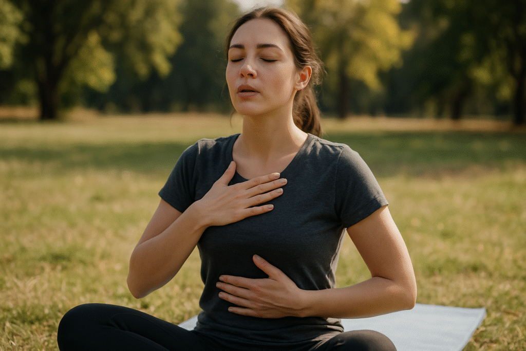 Practice Deep Breathing. morning habits for bloating
