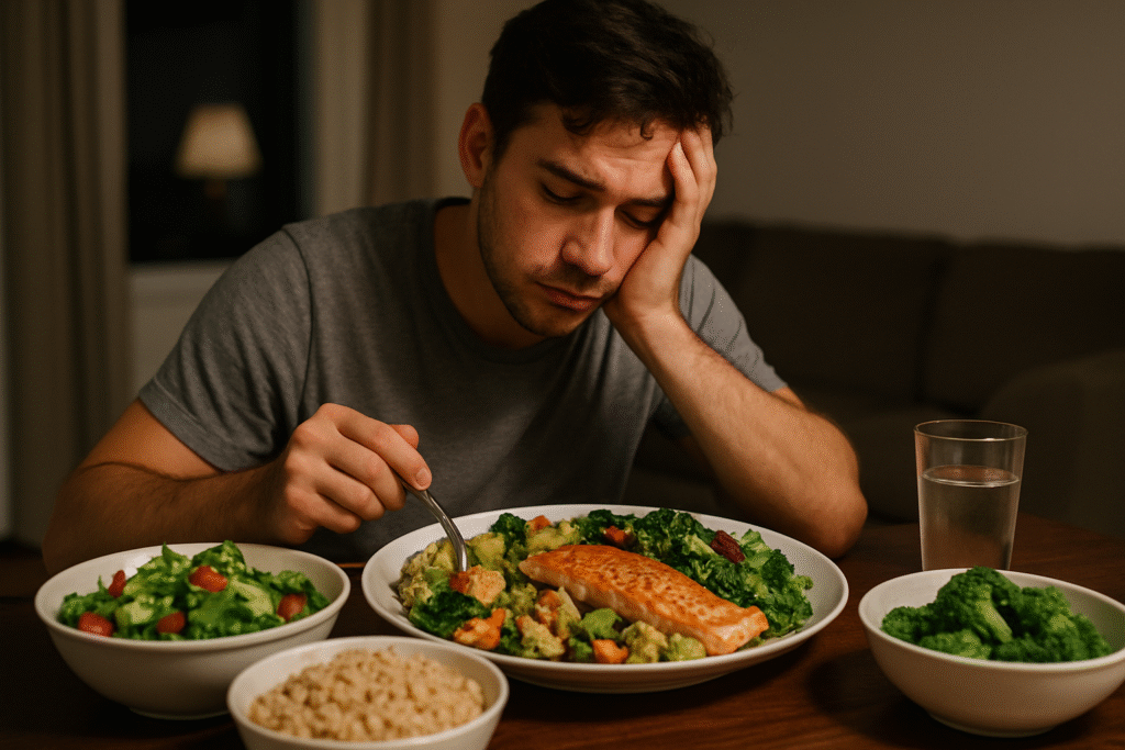 Timing + portions matter. Still bloated after eating healthy.