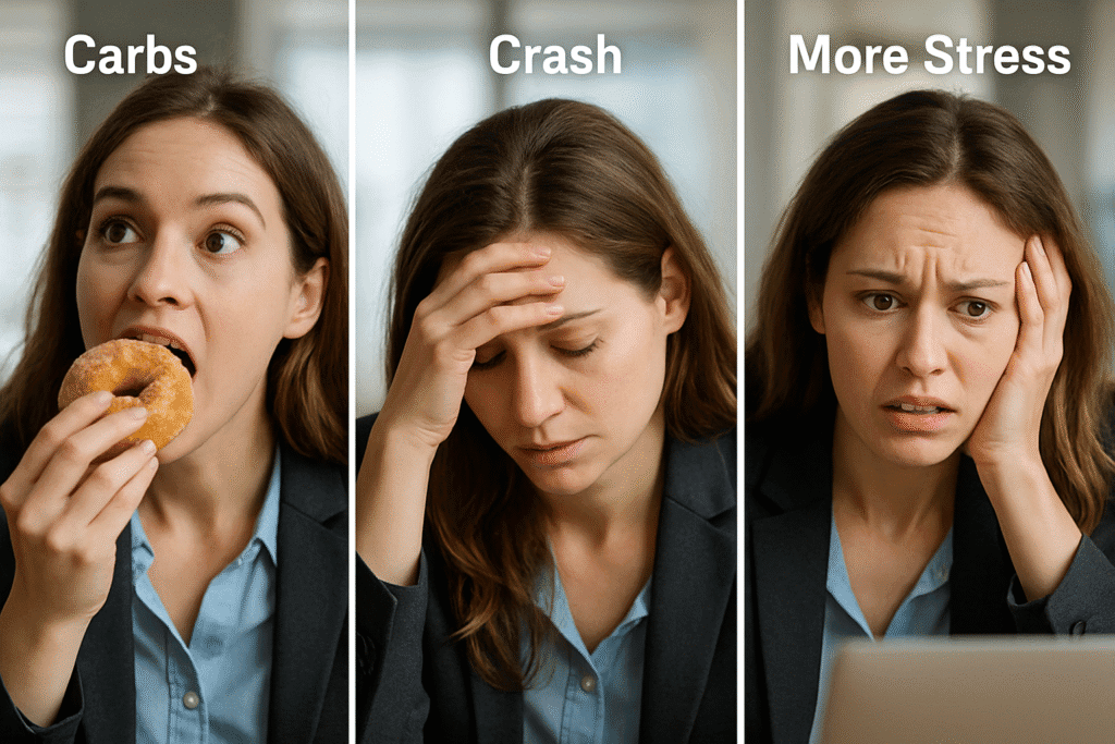 Carbs Spike → Crash → More Stress. gut mood connection